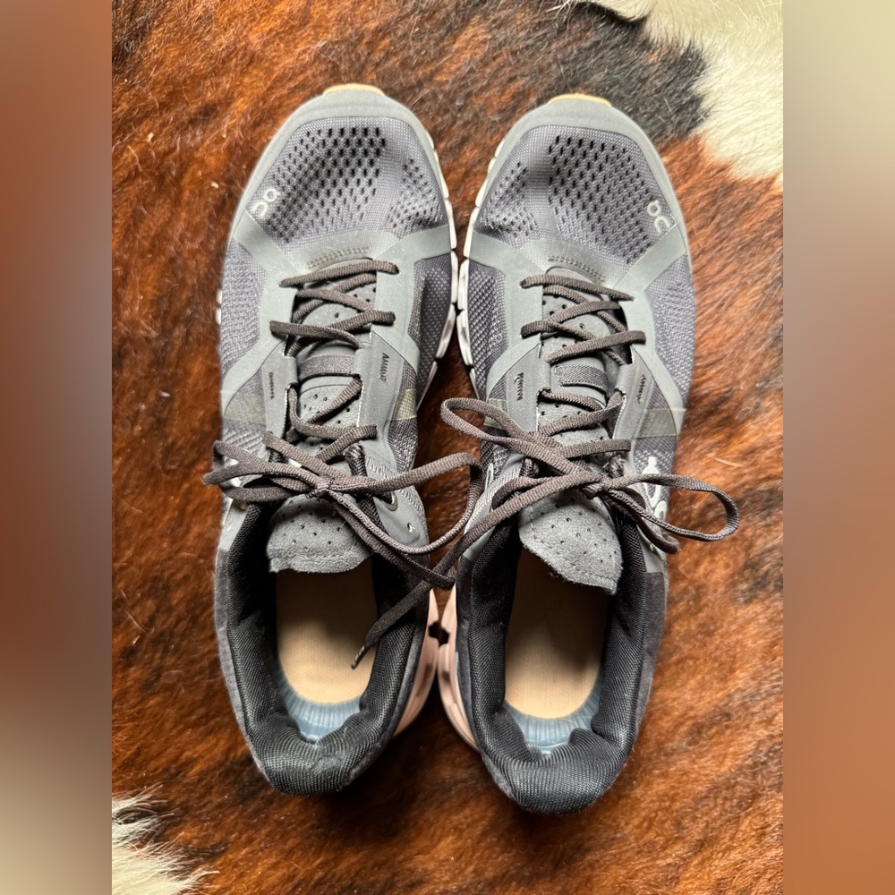 On Running Charcoal and Beige Sneakers